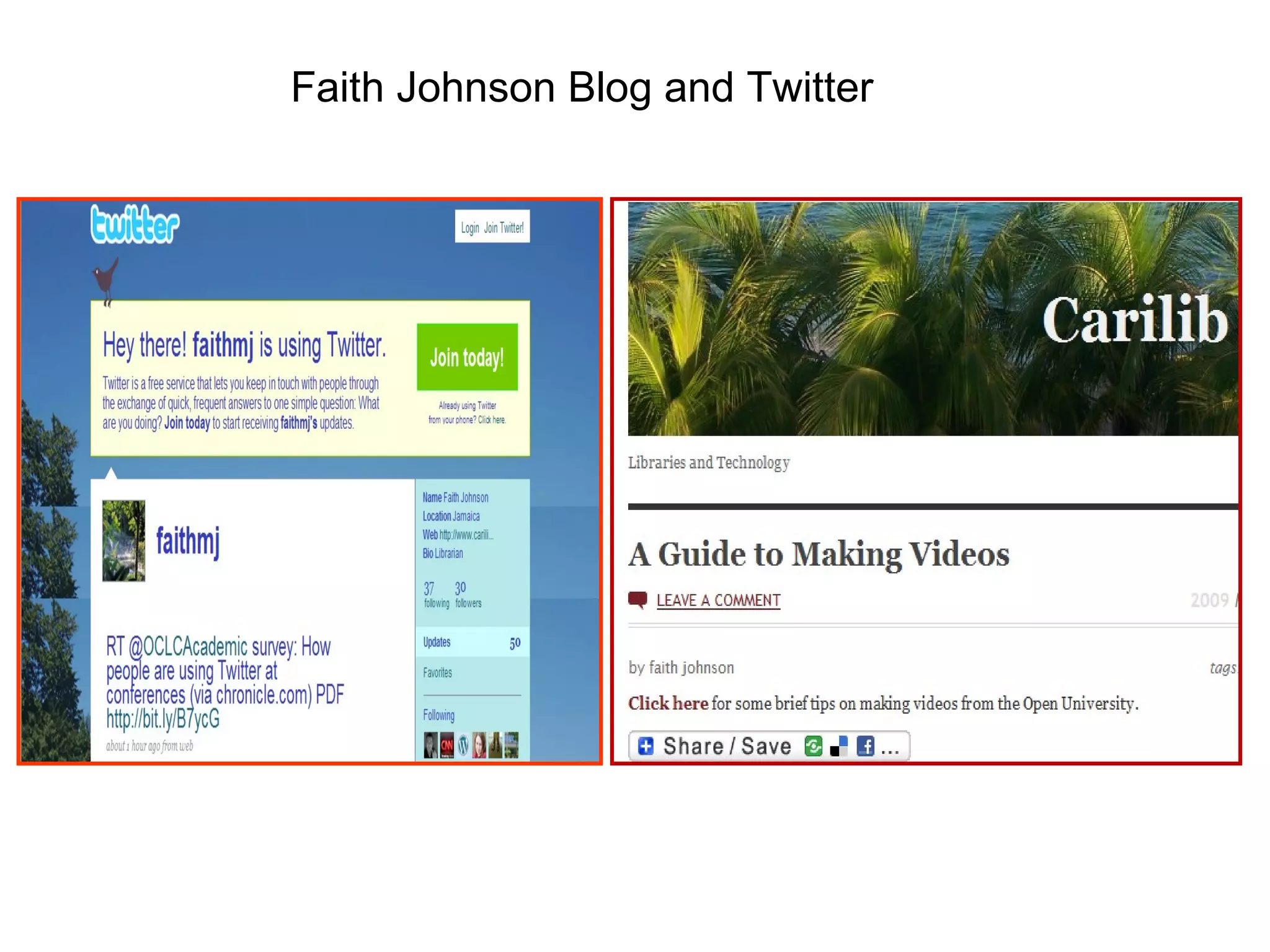 Faith Johnson Blog and Twitter 