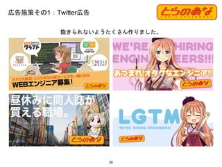 36
飽きられないようたくさん作りました。
広告施策その1：Twitter広告
 