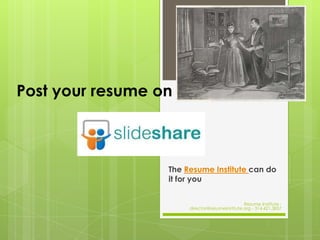 Post your resume on



                  The Resume Institute can do
                  it for you

                                                Resume Institute -
                       director@resumeinstitute.org - 314.421.3857
 