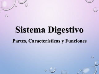 Sistema Digestivo
Partes, Características y Funciones
 