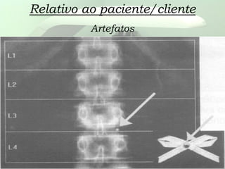 Relativo ao paciente/cliente
Artefatos
 