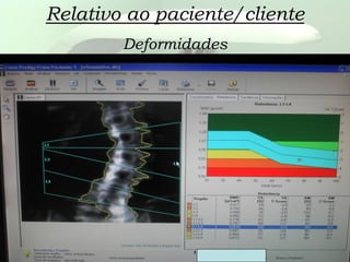 Relativo ao paciente/cliente
Deformidades
 