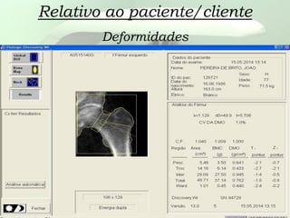 Relativo ao paciente/cliente
Deformidades
 