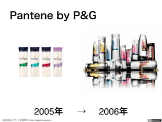一般社団法人デザイン思考研究所 <http://designthinking.or.jp/>    
Pantene by P&G
2005年 → 2006年
 