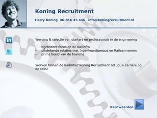 Koning Recruitment Harry Koning  06-816 45 446   info@koningrecruitment.nl Werving & selectie van starters en professionals in de engineering ,[object Object]