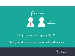 Bij FindCircles kiest u de professionele
vertaler die het beste bij uw klus past
€ € €
€ € € €
€ € € € €
 