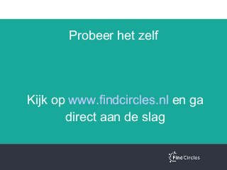 Probeer het zelf
Kijk op www.findcircles.nl en ga
direct aan de slag
 