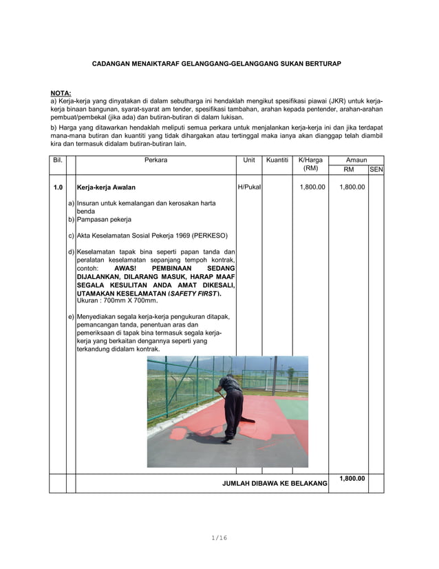 CADANGAN MENAIKTARAF GELANGGANG-GELANGGANG SUKAN BERTURAP | PDF