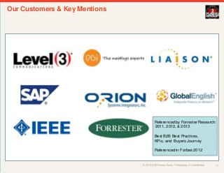 © 2013 B2B Fusion Group / Proprietary & Confidential
Our Customers & Key Mentions
11
Referenced by Forrester Research:
201...