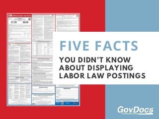 YOU DIDN’T KNOW
ABOUT DISPLAYING
LABOR LAW POSTINGS
FIVE FACTS
 
