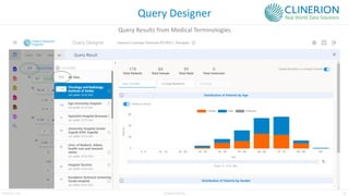 25
Clinerion Ltd. CONFIDENTIAL
Query Designer
Query Results from Medical Terminologies
 
