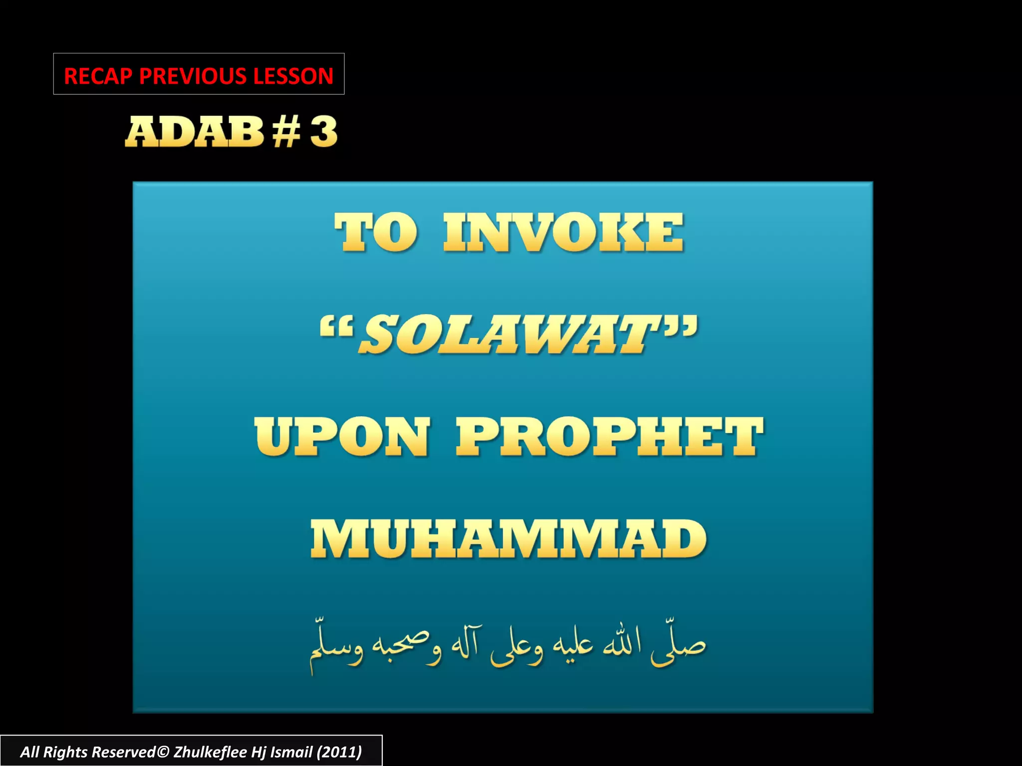 All Rights Reserved© Zhulkeflee Hj Ismail (2011) RECAP PREVIOUS LESSON 