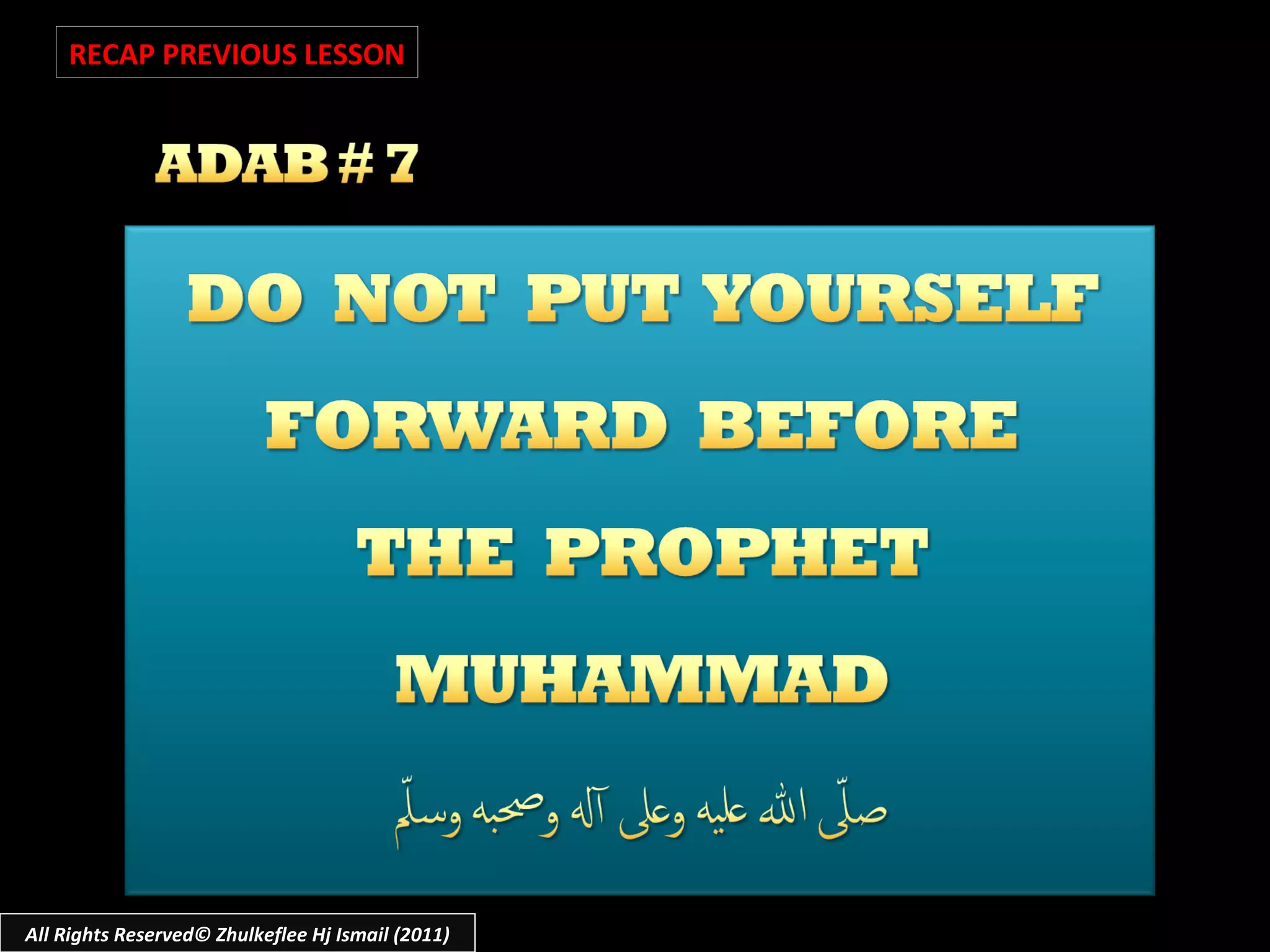 All Rights Reserved© Zhulkeflee Hj Ismail (2011) RECAP PREVIOUS LESSON 