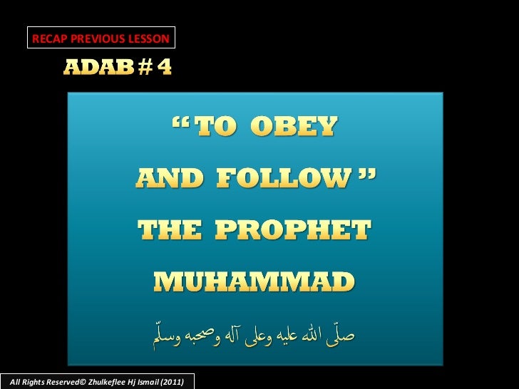 Slideshare Adab Lesson 8 H Adab Towards Our Prophet 25 January 201