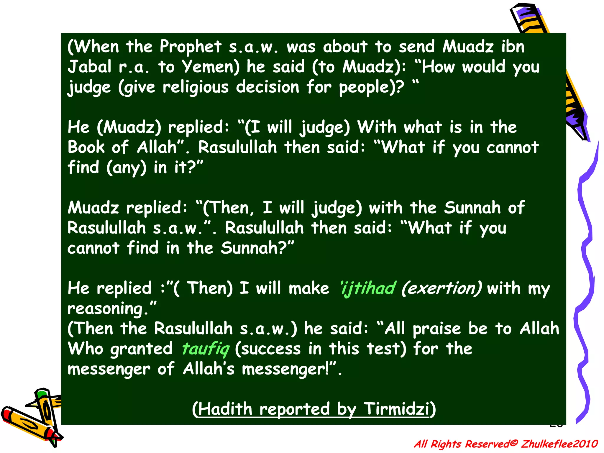 Ibn Qudamah explicitly states: “As far as taqlid in the details of the Sacred Law (furu‘) is concerned, it is allowed by consensus (ijma’).” +17* Al-Jami‘ li Ahkam al-Qur’an (Beirut: Dar al-Kutub al-‘Ilmiyyah),+ Al-Rawdatu’l-Nazir wa Jannat al-Manazir (Riyadh: Maktabah al-Rushd), All Rights Reserved© Zhulkeflee2010