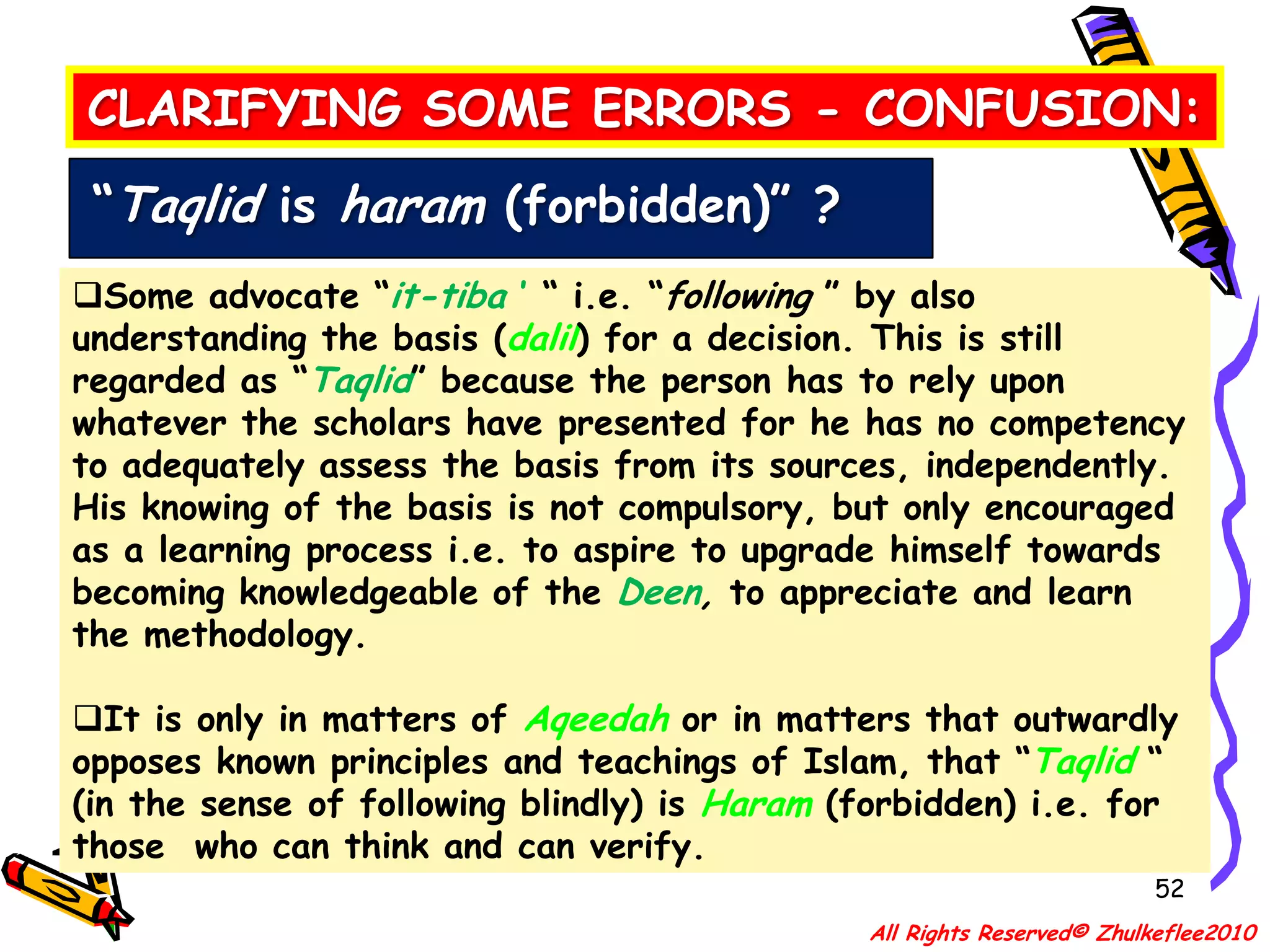 What follows are (secondary) generally falls under the method termed “ijtihad” that has many approaches, of priority is “ijma” and “Qiyas ”. Yet, there are more ....All Rights Reserved© Zhulkeflee2010