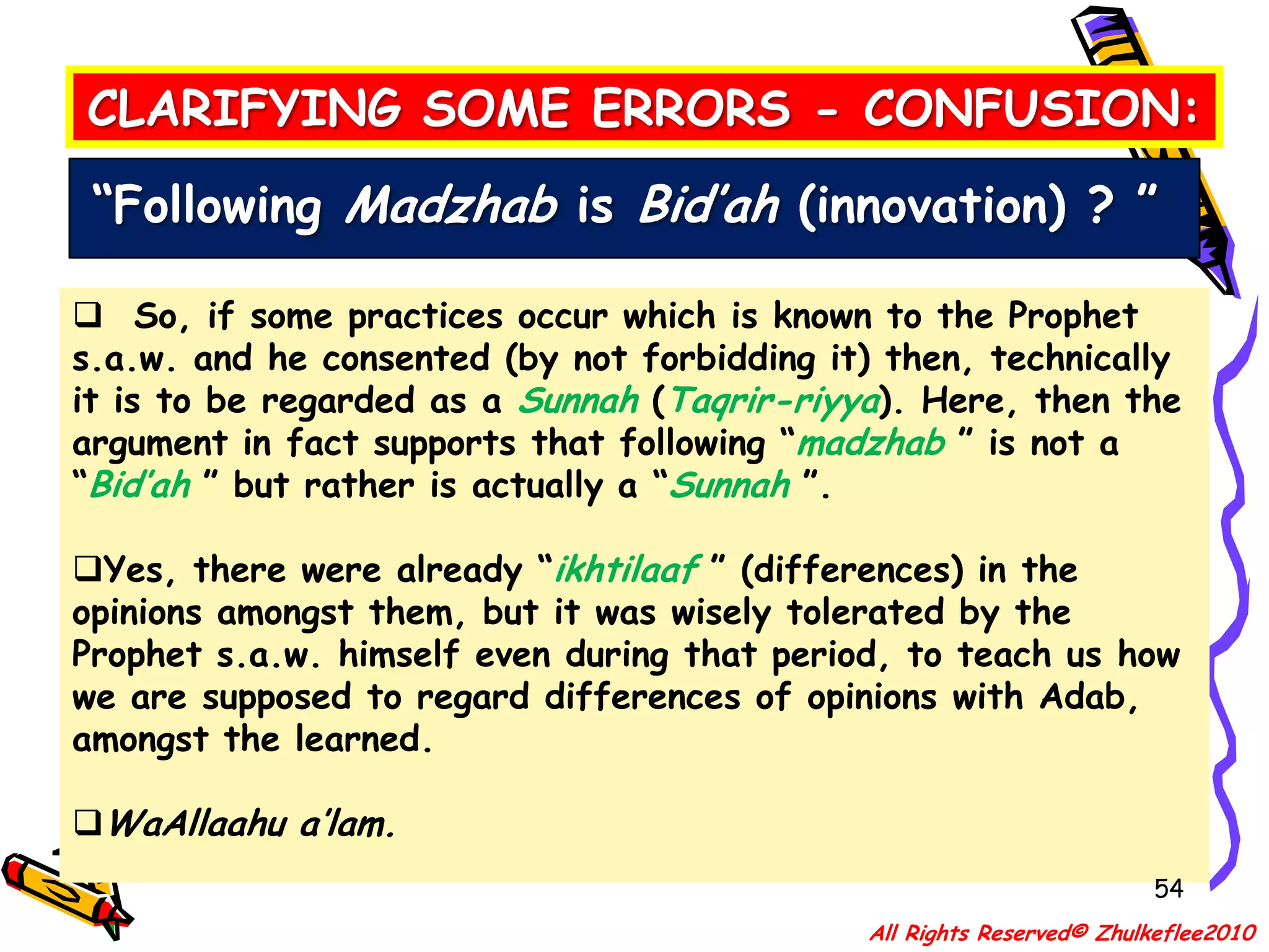 What follows are (secondary) generally falls under the method termed “ijtihad” that has many approaches, of priority is “ijma” and “Qiyas ”. Yet, there are more ....All Rights Reserved© Zhulkeflee2010