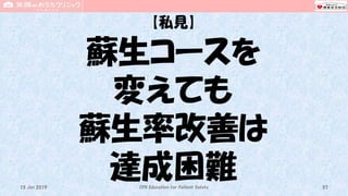 【私見】
蘇生コースを
変えても
蘇生率改善は
達成困難CPR Education for Patient Safety 5715 Jun 2019
 