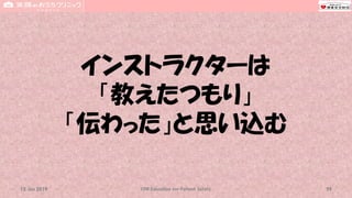 インストラクターは
「教えたつもり」
「伝わった」と思い込む
CPR Education for Patient Safety 7915 Jun 2019
 