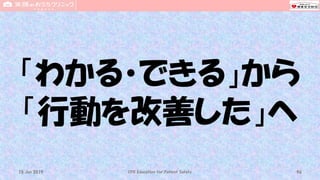 「わかる・できる」から
「行動を改善した」へ
CPR Education for Patient Safety 9615 Jun 2019
 