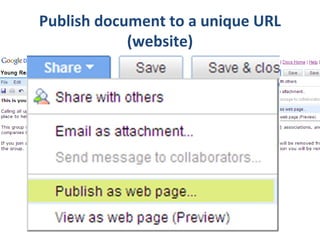 Publish document to a unique URL (website) 