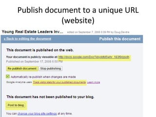 Publish document to a unique URL (website) 