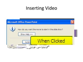 Inserting Video Select One 