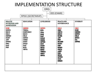 IMPLEMENTATION STRUCTURE
ORG
OES (CHAIR)
RPDO (SECRETARIAT)
 