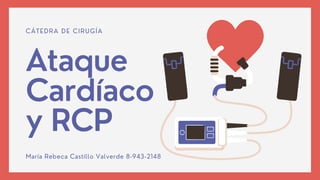 CÁTEDRA DE CIRUGÍA
Ataque
Cardíaco
y RCP
María Rebeca Castillo Valverde 8-943-2148
 