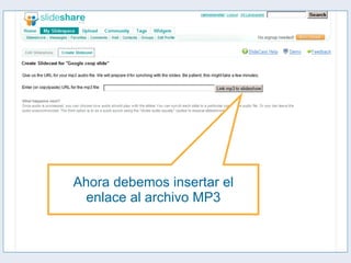 Ahora debemos insertar el enlace al archivo MP3 