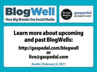 BlogWell Austin Social Media Ethics Briefing, presented by Andy Sernovitz