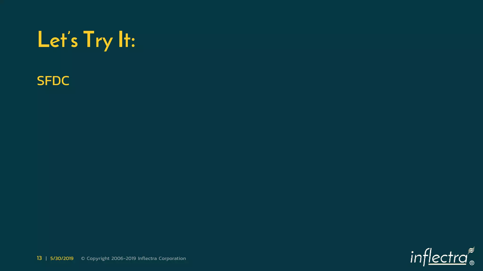 ®
13 | 5/30/2019 © Copyright 2006-2019 Inflectra Corporation
Let’s Try It:
SFDC
 