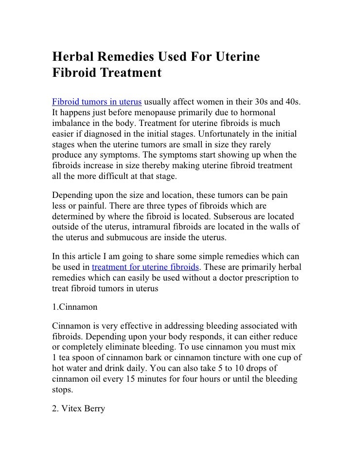 Herbal Remedies Used For Uterine Fibroid Treatment