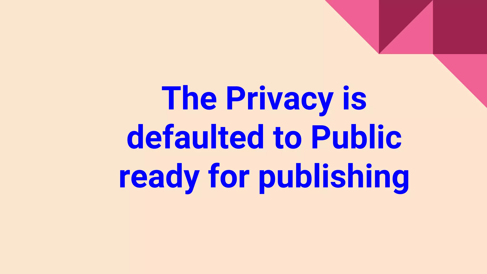 The Privacy is
defaulted to Public
ready for publishing
 
