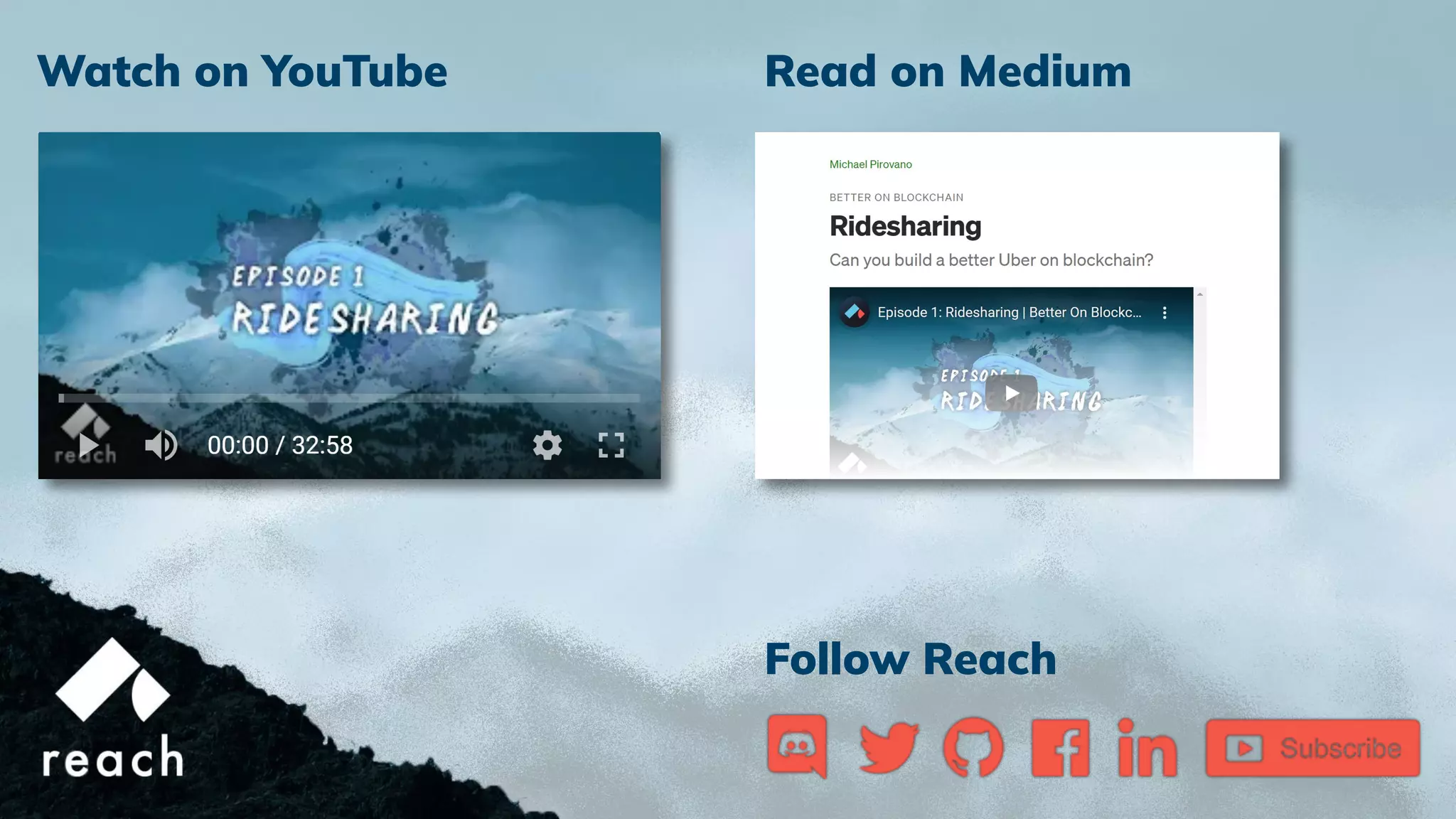 Watch on YouTube Read on Medium
Follow Reach
 