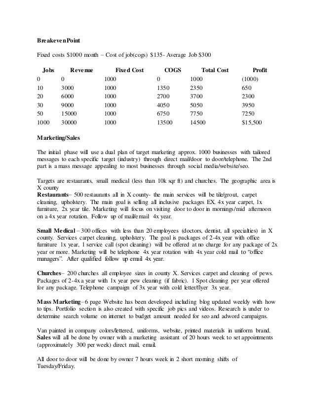commercial carpet cleaning business plan cleaning proposal