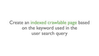 Create an indexed crawlable page based
on the keyword used in the
user search query
 