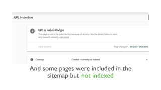 And some pages were included in the
sitemap but not indexed
 