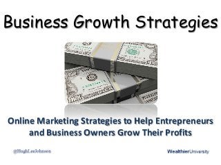 Business Growth Strategies
Online Marketing Strategies to Help Entrepreneurs
and Business Owners Grow Their Profits
 