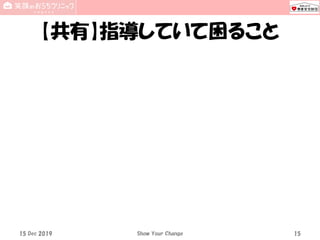 【共有】指導していて困ること
15 Dec 2019 Show Your Change 15
 