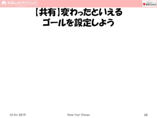 【共有】変わったといえる
ゴールを設定しよう
15 Dec 2019 Show Your Change 68
 