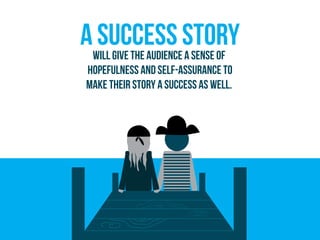 A success storywill give the audience a sense of
hopefulness and self-assurance to
make their story a success as well.
 