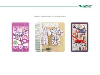 Roupões e toalhas combinam com as roupas de cama.
 