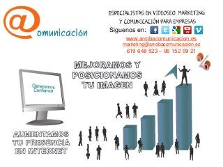 Siguenos en:
     www.arrobacomunicacion.es
    marketing@arrobacomunicacion.es
     619 648 523 – 96 152 09 21
 