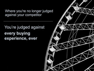 Where you're no longer judged
against your competitor
You’re judged against
every buying
experience, ever
 