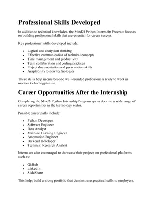 Hands-On Learning Experience in the Mind2i Python Internship Program | PDF