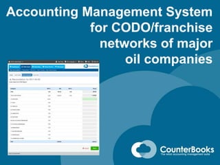 Accounting Management System
for CODO/franchise
networks of major
oil companies
 