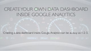 CREATEYOUR OWN DATA DASHBOARD
INSIDE GOOGLE ANALYTICS
Creating a data dashboard inside Google Analytics can be as easy as 1-2-3.
 