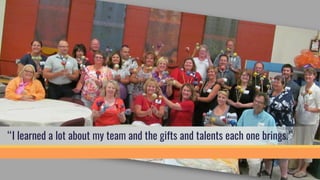 “I learned a lot about my team and the gifts and talents each one brings.”
 