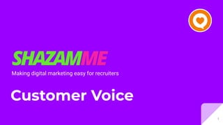 Making digital marketing easy for recruiters
Customer Voice
1
 